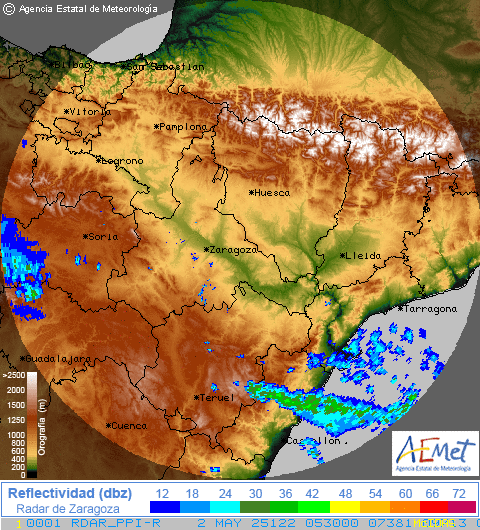 Imagen de radar de Zaragoza