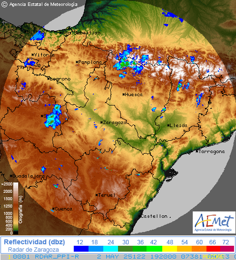 Imagen de radar de Zaragoza