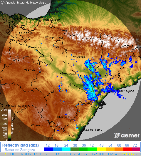 Imagen de radar de Zaragoza