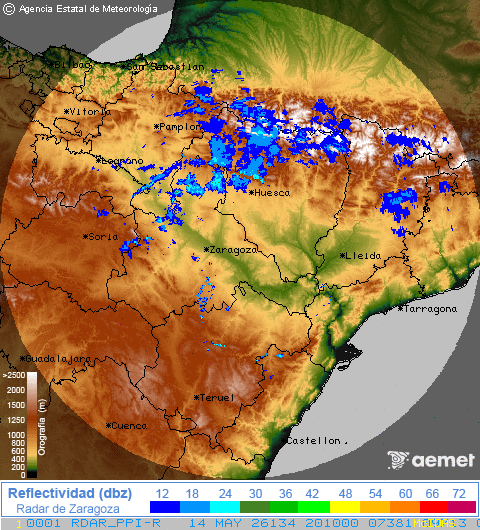 Imagen de radar de Zaragoza