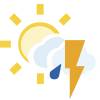 Cloudy intervals with thunderstorms and light rain showers