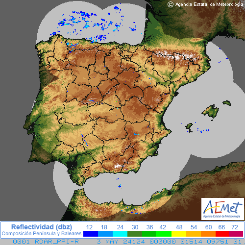 Radar. Composición Península y Baleares