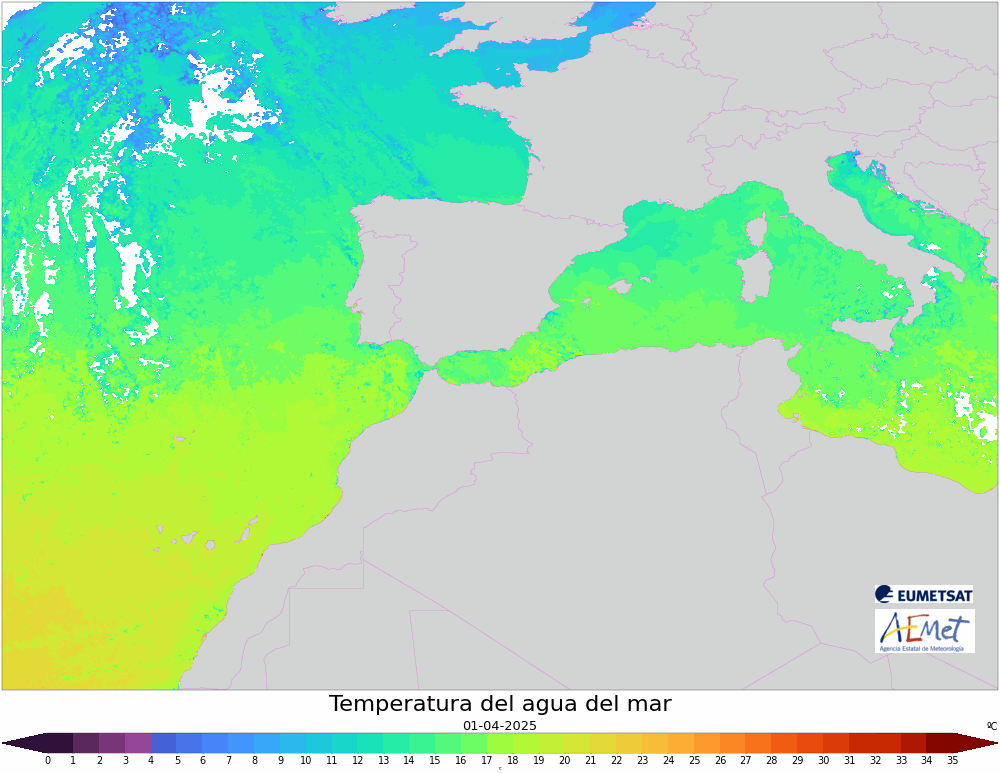 Temperatura Agua del Mar Mediterraneo (AEMET) | MedSwells Surf