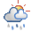 Icono de nuboso con lluvia