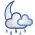 Icono de nuboso con lluvia noche