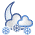 Icono de nuboso con nieve noche