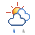 Icono de intervalos nubosos con lluvia escasa