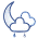 Icono de intervalos nubosos con lluvia escasa noche