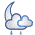 Icono de nuboso con lluvia escasa noche