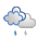 Icono de muy nuboso con lluvia escasa