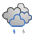 Icono de cubierto con lluvia escasa