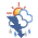 Icono de intervalos nubosos con tormenta