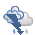Icono de muy nuboso con tormenta y lluvia escasa