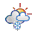 Icono de nuboso con nieve escasa