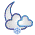 Icono de nuboso con nieve escasa noche