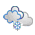 Icono de muy nuboso con nieve escasa