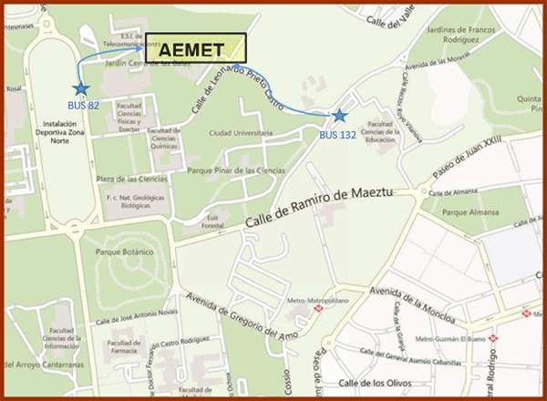 How to reach AEMET headquarters (detailed map)