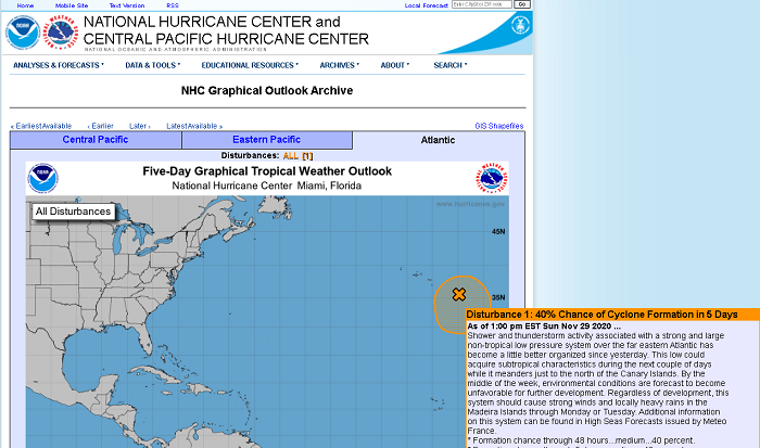 La borrasca Clement fue candidata durante unos días a convertirse en tormenta subtropical según el NHC