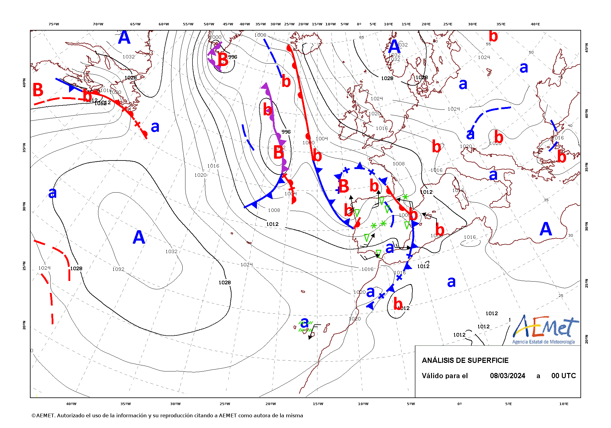 Evolución de Monica entre las 0 UTC del día 8 de marzo y las 12 UTC del día 11 (análisis cada 12 horas).