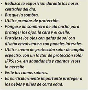 Algunas medidas de protecci&oacute;n para valores elevados de UVI