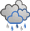 Icono de cubierto con lluvia