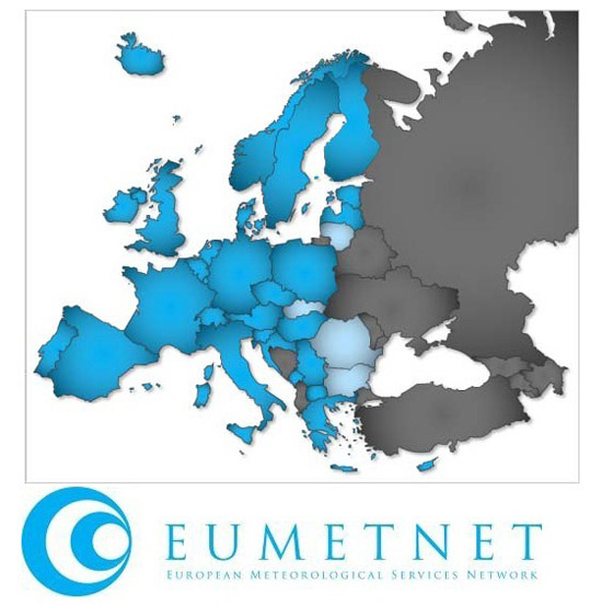 Países miembros y asociados de EUMETNET (en azul)