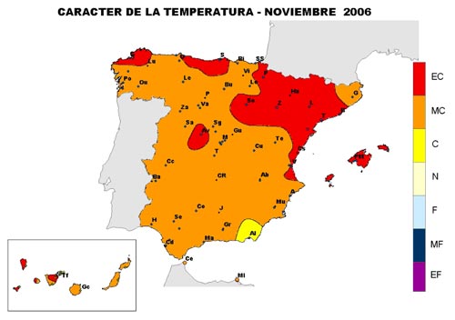 Caracter de la temperatura - Noviembre 2006
