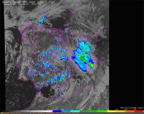 Imagen radar nacional de las 15:00 UTC (17 hora local)