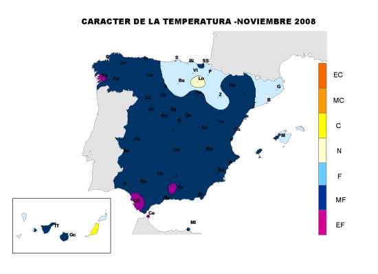 Temperatura noviembre 2008