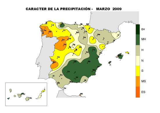 Precipitación marzo 2009