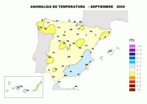 Anomalías de Temperatura - Septiembre 2008