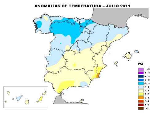 Anomalía térmica en julio de 2011