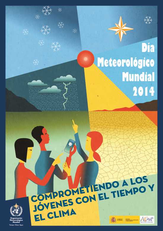 Cartel de la Organización Meteorológica Mundial para celebrar el Día Meteorológico Mundial
