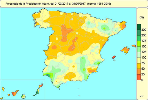 Precipitación acumulada del 01/03/2017 al 31/05/2017