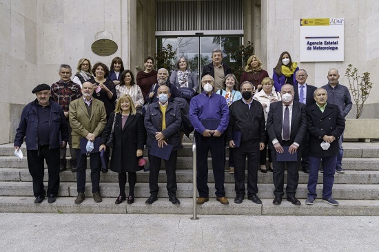 Algunos de los profesionales de la Agencia Estatal de Meteorología retirados el pasado año en los servicios centrales de AEMET en Madrid