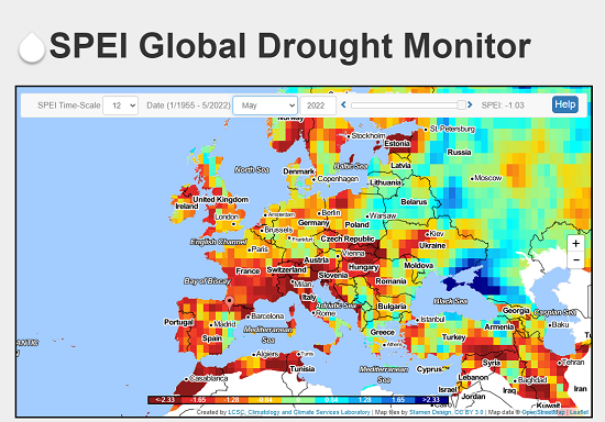 Monitor Global de sequía meteorológica a través del índice SPEI. Fuente: CSIC