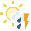 Cloudy intervals with thunderstorms