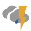 Overcast with thunderstorms and light rain showers