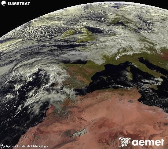 Aquesta imatge es genera utilitzant informaci dels canals visibles del satllit METEOSAT, que pertany a la segona generaci de satllits Meteosat (MSG). Per aquest motiu, noms hi ha informaci en la zona illuminada pel sol. A ms, els canals han sigut normalitzats perqu la lluentor no depenga de la posici del sol. dimarts, 28 d?octubre  2025 10:00