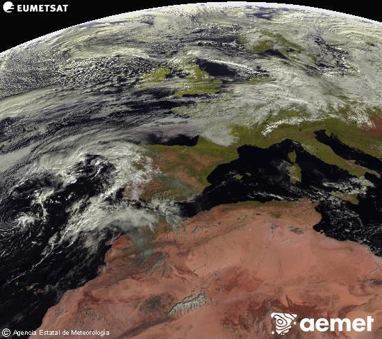 Aquesta imatge es genera utilitzant informaci dels canals visibles del satllit METEOSAT, que pertany a la segona generaci de satllits Meteosat (MSG). Per aquest motiu, noms hi ha informaci en la zona illuminada pel sol. A ms, els canals han sigut normalitzats perqu la lluentor no depenga de la posici del sol. dimarts, 28 d?octubre  2025 11:00
