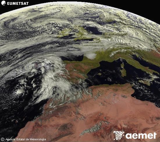 Aquesta imatge es genera utilitzant informaci dels canals visibles del satllit METEOSAT, que pertany a la segona generaci de satllits Meteosat (MSG). Per aquest motiu, noms hi ha informaci en la zona illuminada pel sol. A ms, els canals han sigut normalitzats perqu la lluentor no depenga de la posici del sol. dimarts, 28 d?octubre  2025 15:00