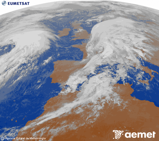 Imagen de la zona de Europa y Norte de frica del canal infrarrojo del satlite Meteosat operacional en 0N 0W, procesada para darle color. Wednesday, 29 October  2025 21:00