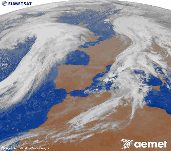 Imaxe da zona de Europa e Norte de frica da canle infravermella do satlite Meteosat operacional en 0N 0W, procesada para darlle cor. xoves, 30 outubro  2025 06:00