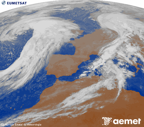 Imaxe da zona de Europa e Norte de frica da canle infravermella do satlite Meteosat operacional en 0N 0W, procesada para darlle cor. xoves, 30 outubro  2025 08:00