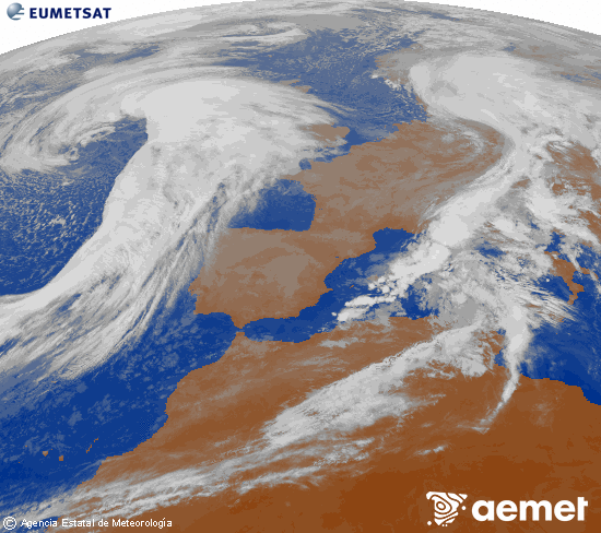 Imagen de la zona de Europa y Norte de frica del canal infrarrojo del satlite Meteosat operacional en 0N 0W, procesada para darle color. jeudi, 30 octobre  2025 09:00