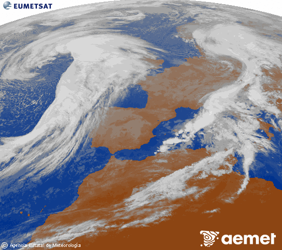 Imagen de la zona de Europa y Norte de frica del canal infrarrojo del satlite Meteosat operacional en 0N 0W, procesada para darle color. jeudi, 30 octobre  2025 10:00