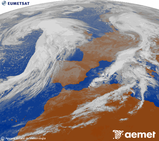Imagen de la zona de Europa y Norte de frica del canal infrarrojo del satlite Meteosat operacional en 0N 0W, procesada para darle color. jeudi, 30 octobre  2025 11:00