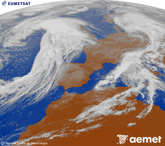 Imagen de la zona de Europa y Norte de frica del canal infrarrojo del satlite Meteosat operacional en 0N 0W, procesada para darle color. jeudi, 30 octobre  2025 12:00