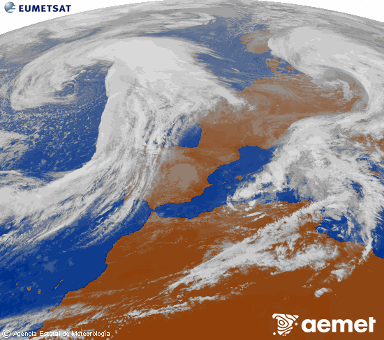 Imagen de la zona de Europa y Norte de frica del canal infrarrojo del satlite Meteosat operacional en 0N 0W, procesada para darle color. jeudi, 30 octobre  2025 14:00