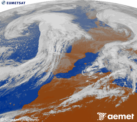 Imagen de la zona de Europa y Norte de frica del canal infrarrojo del satlite Meteosat operacional en 0N 0W, procesada para darle color. jeudi, 30 octobre  2025 15:00